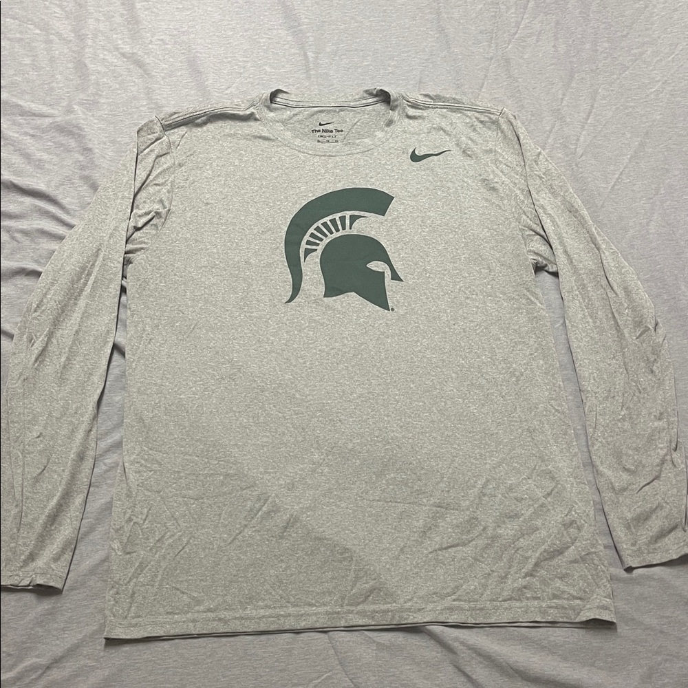 Nike Michigan State Spartans Heather Gray Long Sleeve Men's Tee